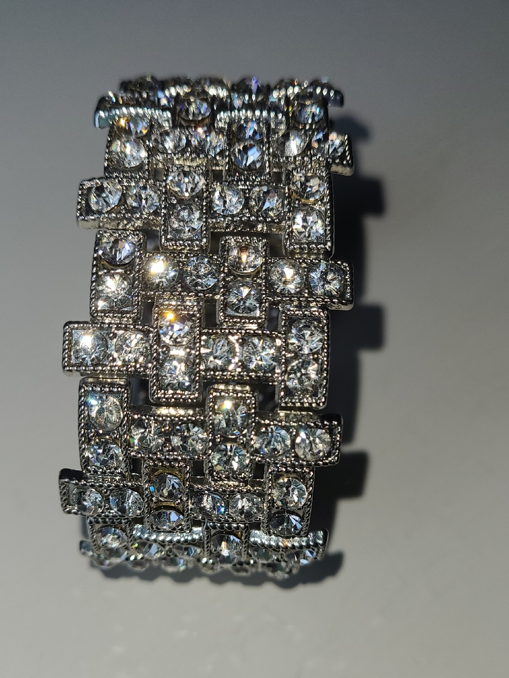 Rhinestone Statement Bracelet - Silver Sparkle